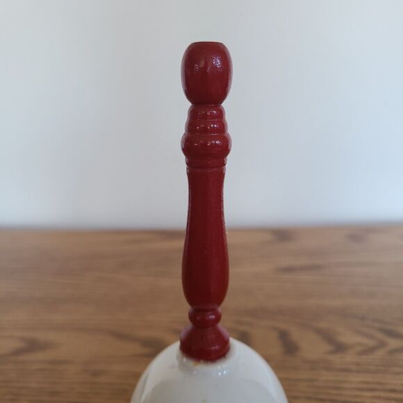 Vintage Giftco Christmas Porcelain "Seasons Greetings" Dinner Bell Skating Goose - Picture 4 of 10